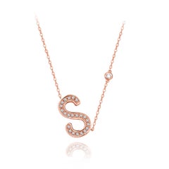 S Initial Bezel Chain Necklace