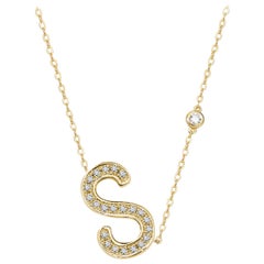 S Initial Bezel Chain Necklace