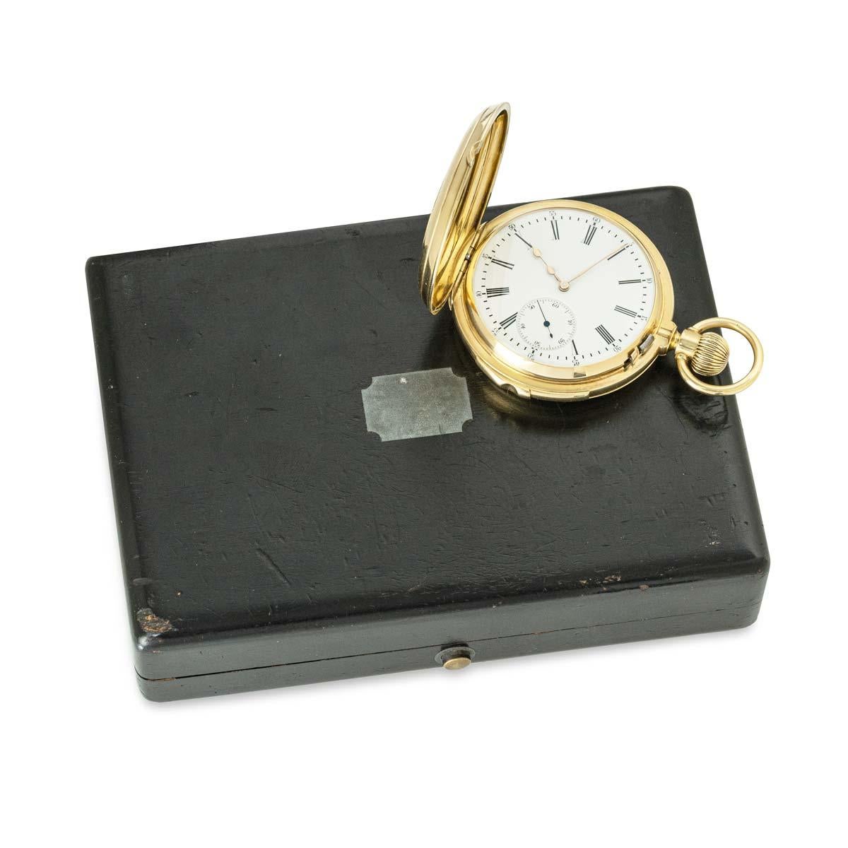 S. Katz Geneve. Un raro Mezzo Cacciatore d'oro Ripetizione minuti C1890 in vendita 6