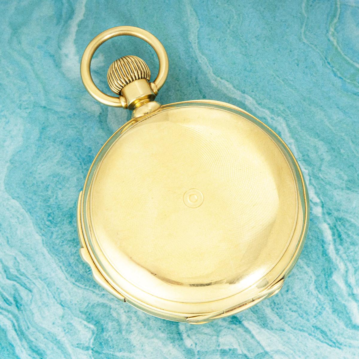 S. Katz Geneve. Un raro Mezzo Cacciatore d'oro Ripetizione minuti C1890 in vendita 4