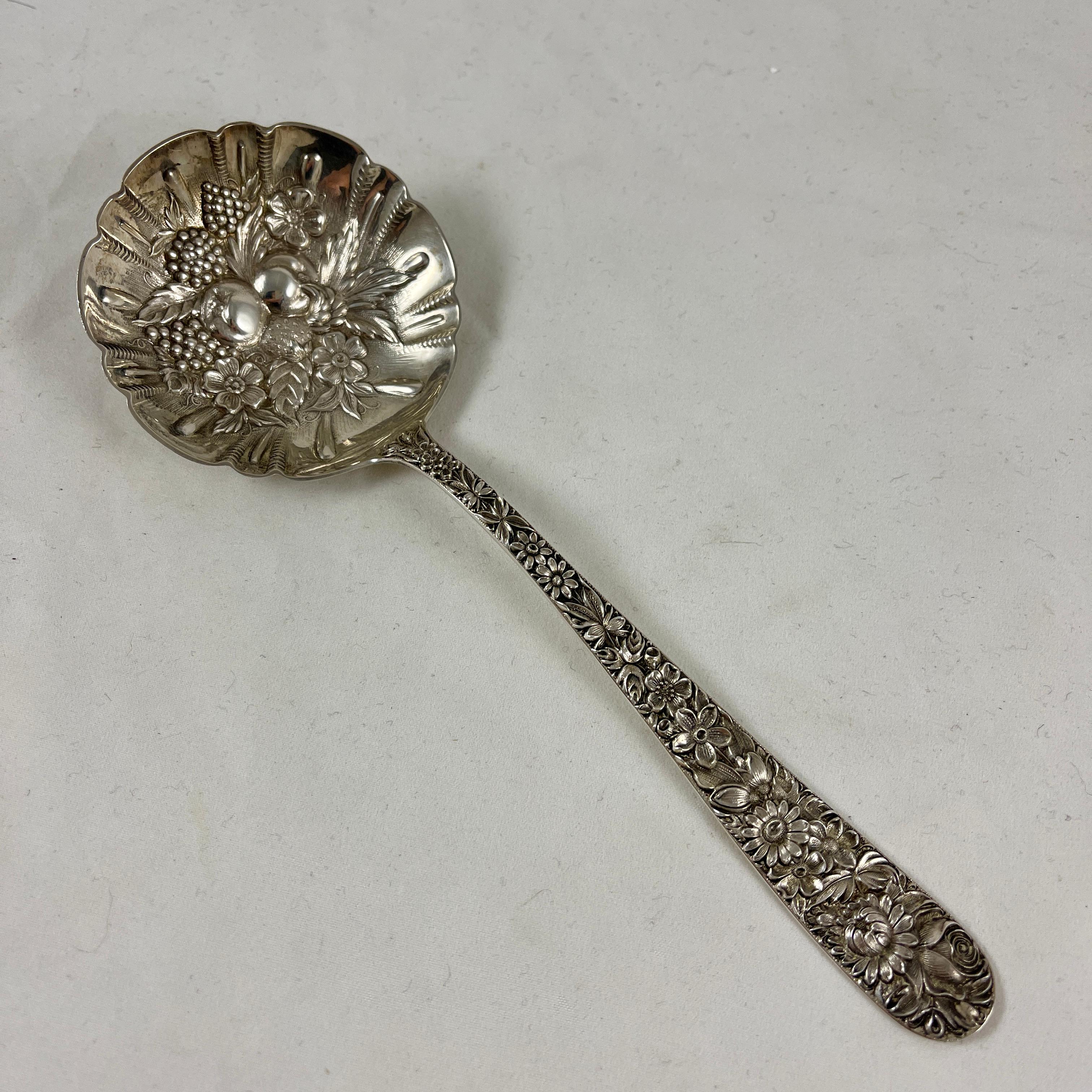 GOOD CONDITION KIRK & SON ROSE STERLING SILVER SERVING SPOON Details about   S 