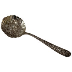 Antique S. Kirk & Son Long Handled Sterling Silver Repousse Rose Berry Fruit Spoon, 1930