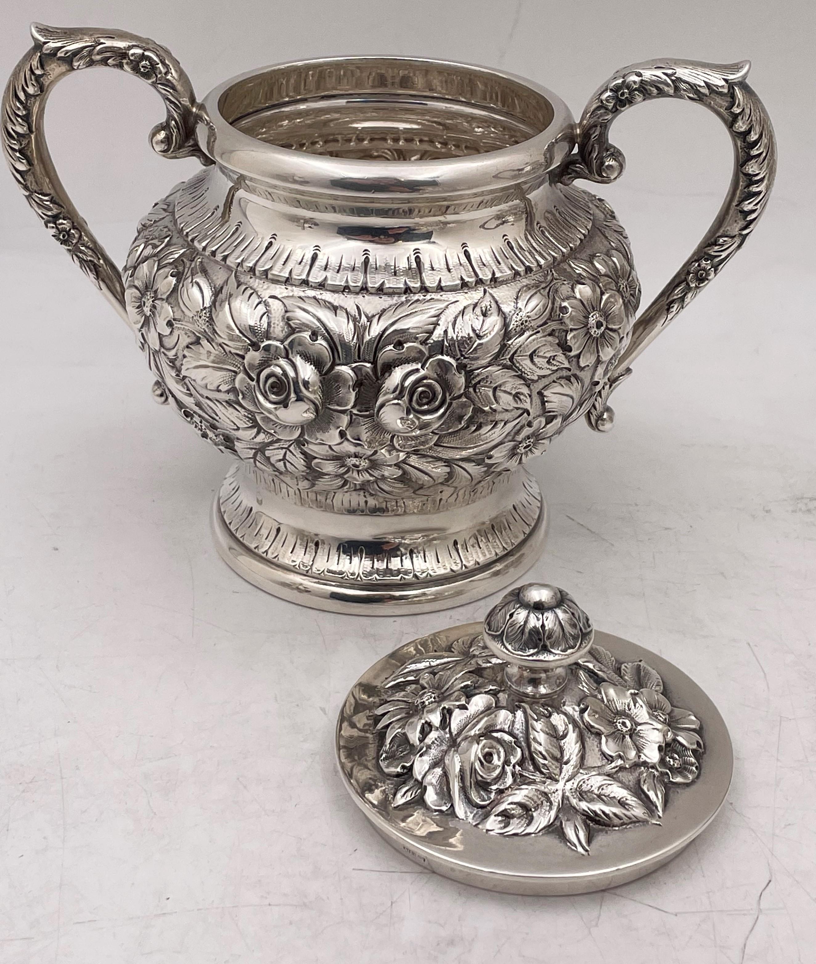 S. Kirk & Son Repousse Sterling Silver 6-Piece Tea & Coffee Set with Tray For Sale 4