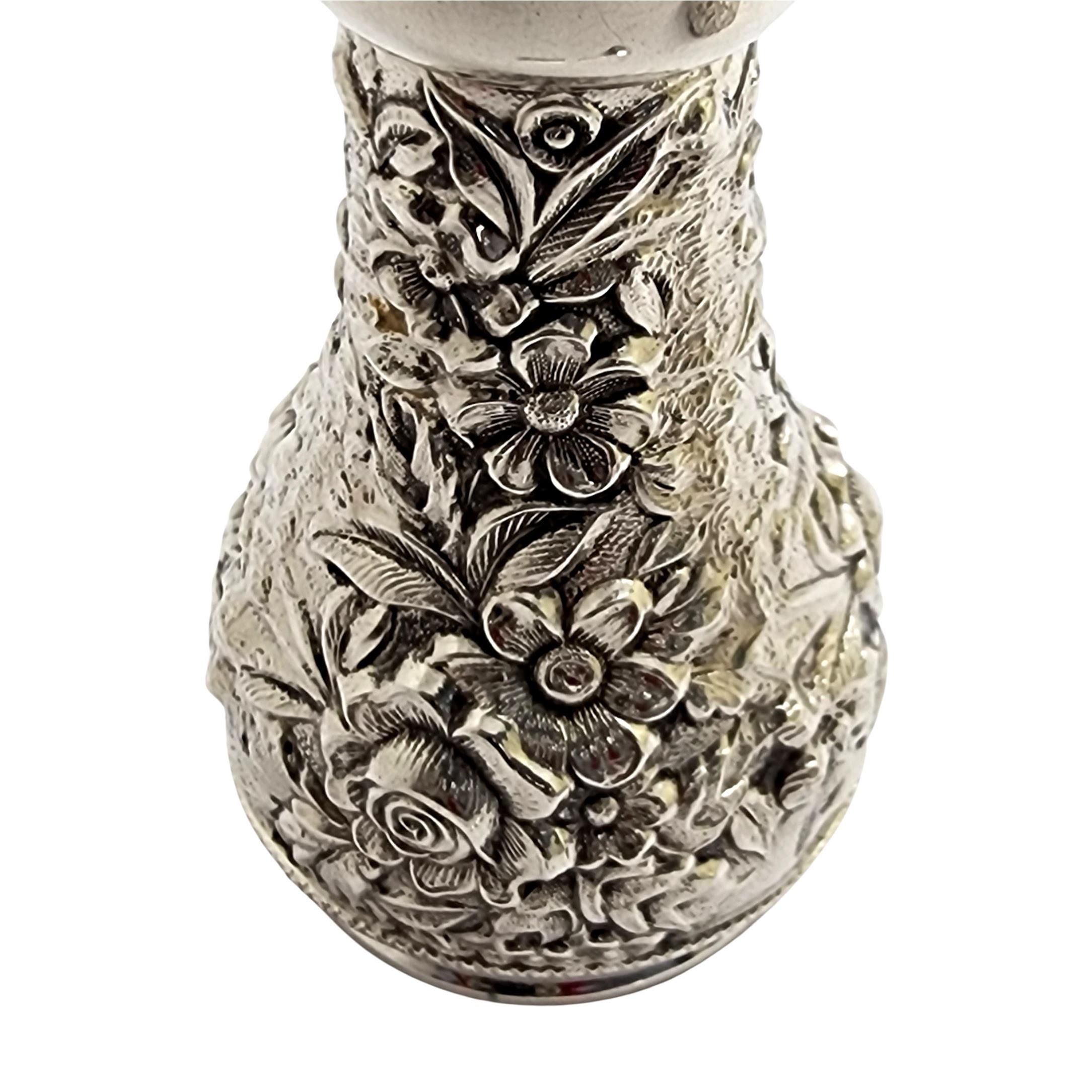 S Kirk & Son Sterling 59A Repousse Salt Cellar with Spoon and Pepper Shaker 5