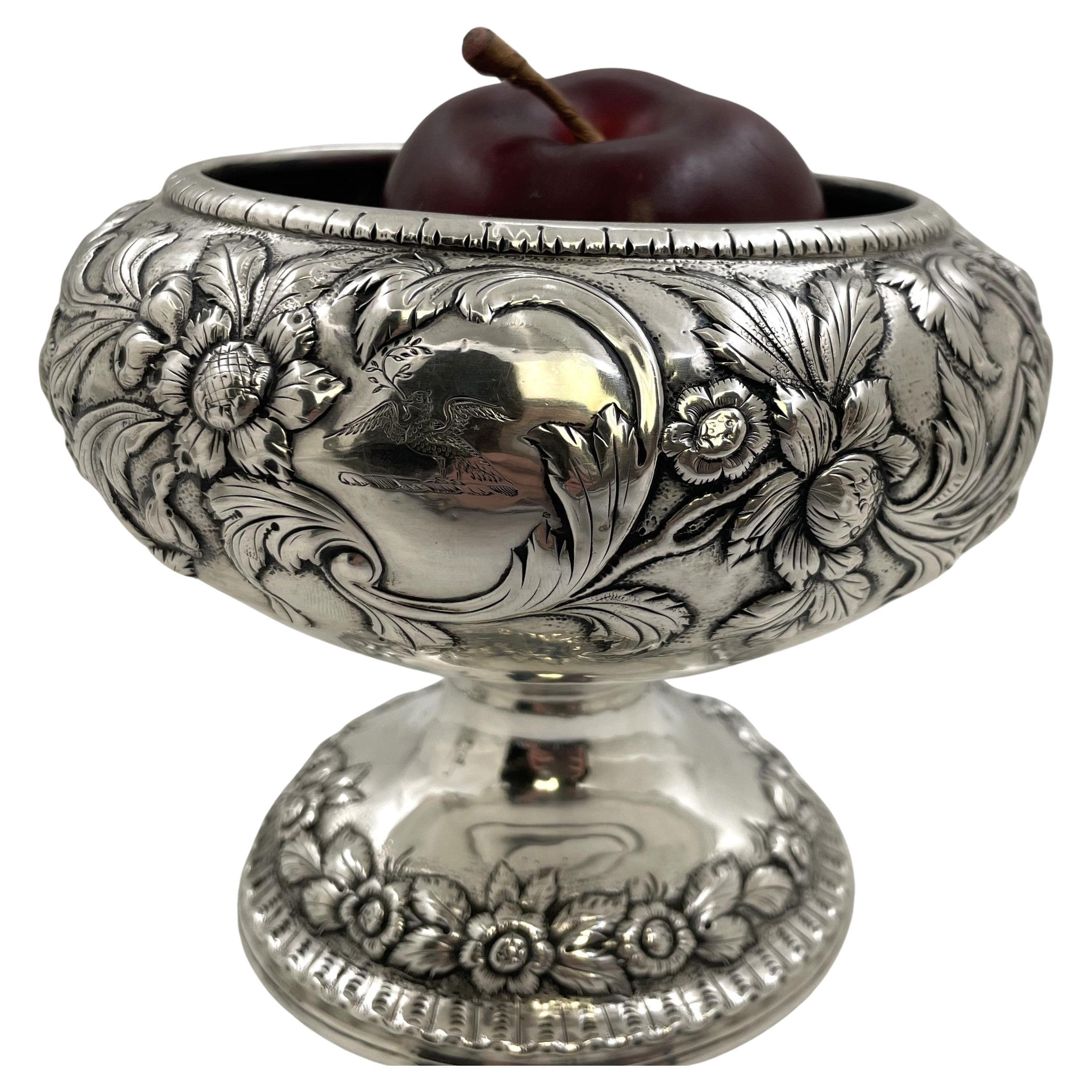 S. Kirk & Son Sterling Silver Castle Landscape Repousse Footed Bowl from 1846-61
