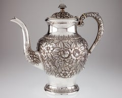 S Kirk & Son Sterling Silver Hand-Chased Repousse Tea Pot and Waste Bowl Set