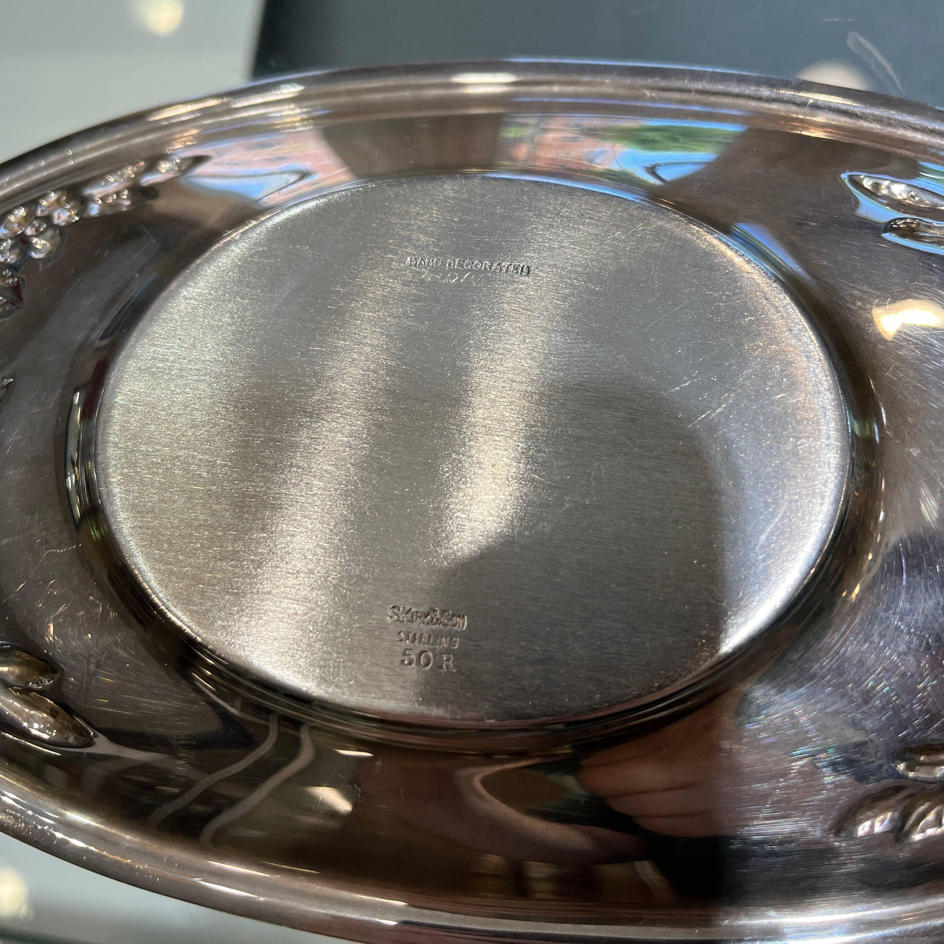 S. Kirk & Son Sterling Silver Rose Gravy Boat and Underplate Hand Decorated For Sale 1