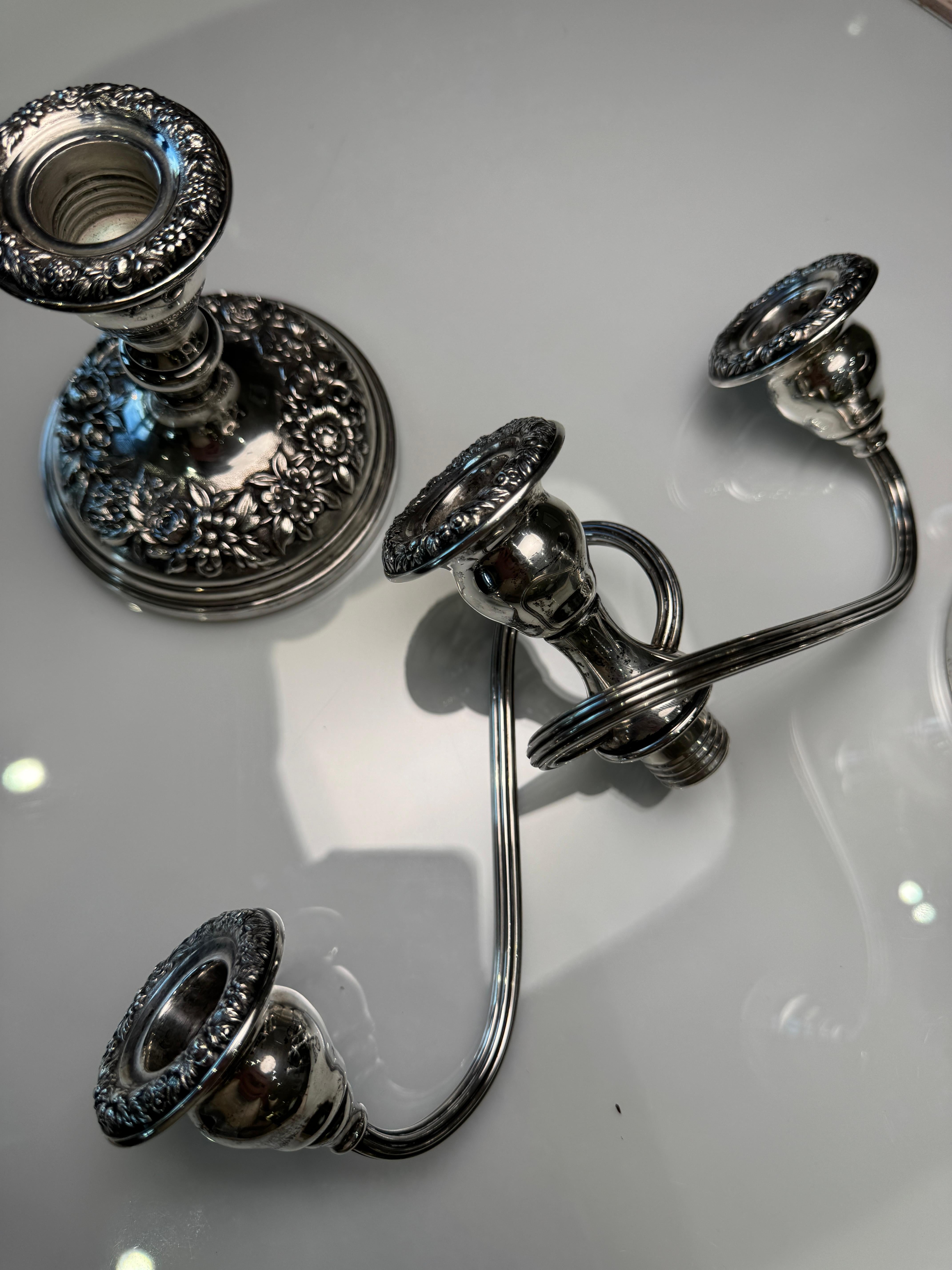 S. Kirk & Sons Coppia di candelabri a 3 luci A. Silver in vendita 7