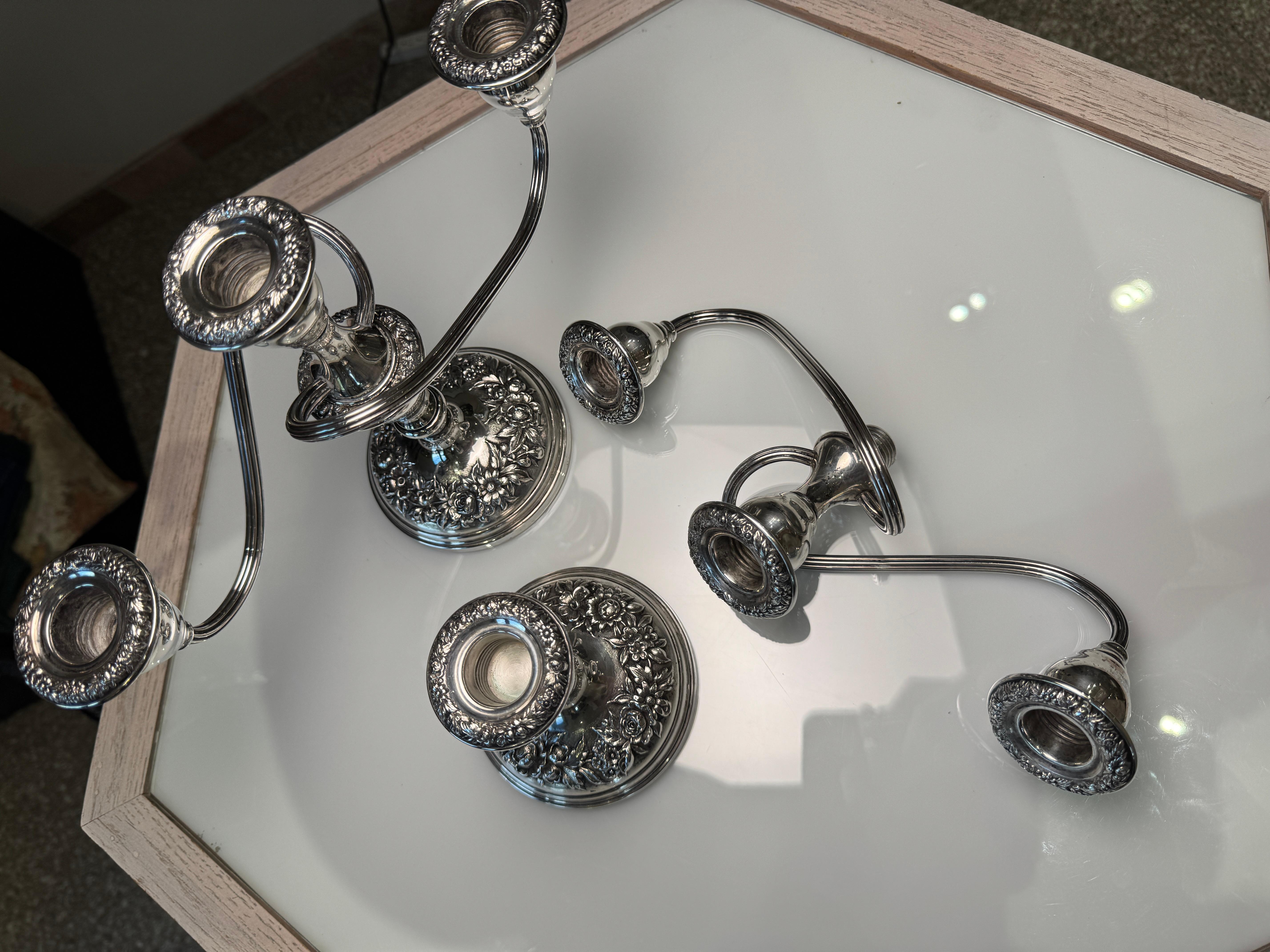 S. Kirk & Sons Coppia di candelabri a 3 luci A. Silver in vendita 8