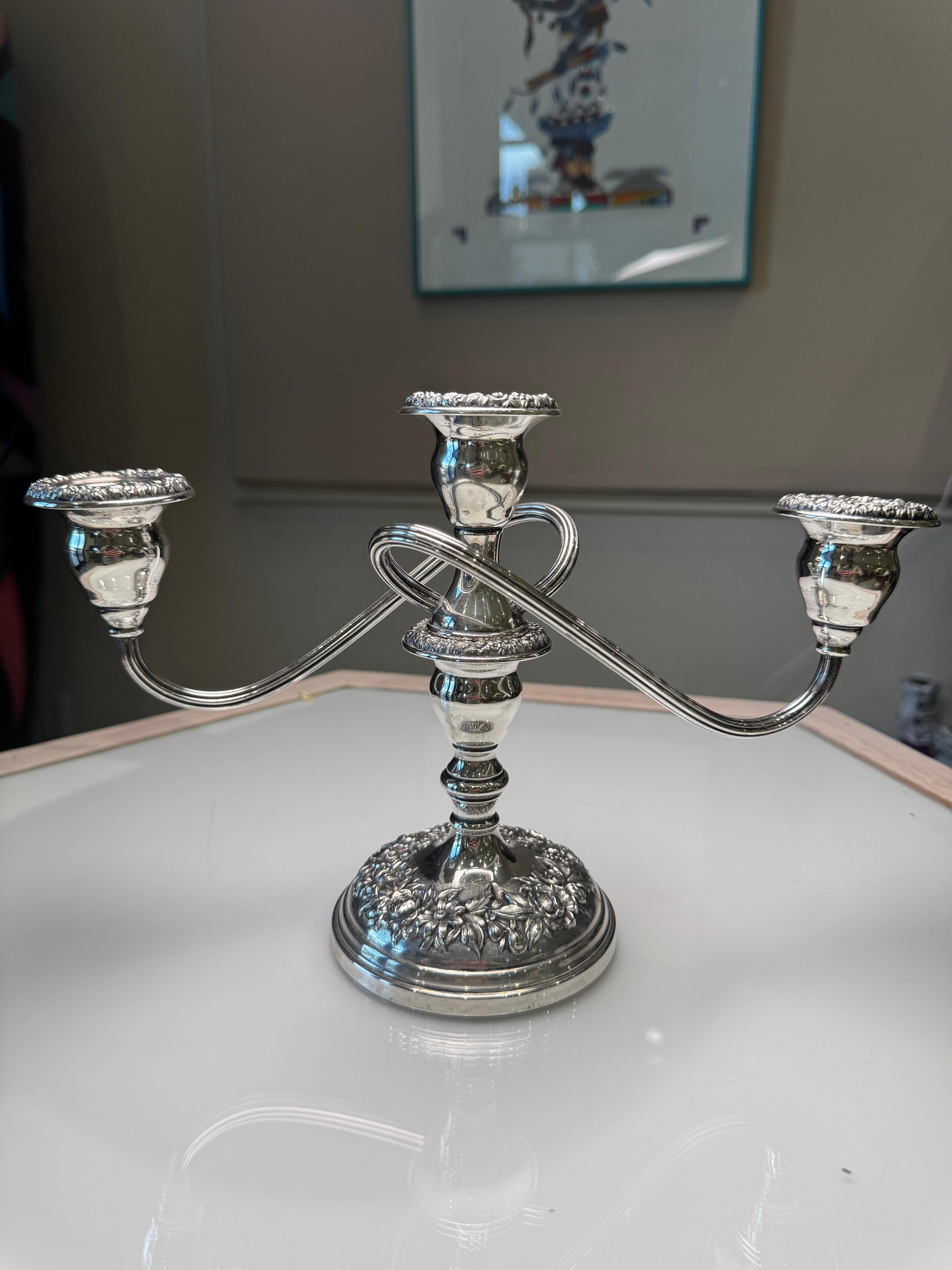 S. Kirk & Sons Coppia di candelabri a 3 luci A. Silver in vendita 9