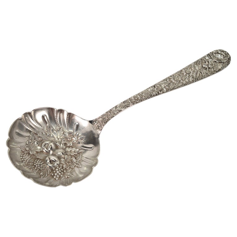 Kirk and Sons Rose Berry Repousse Sterling Silver Fruit Compote