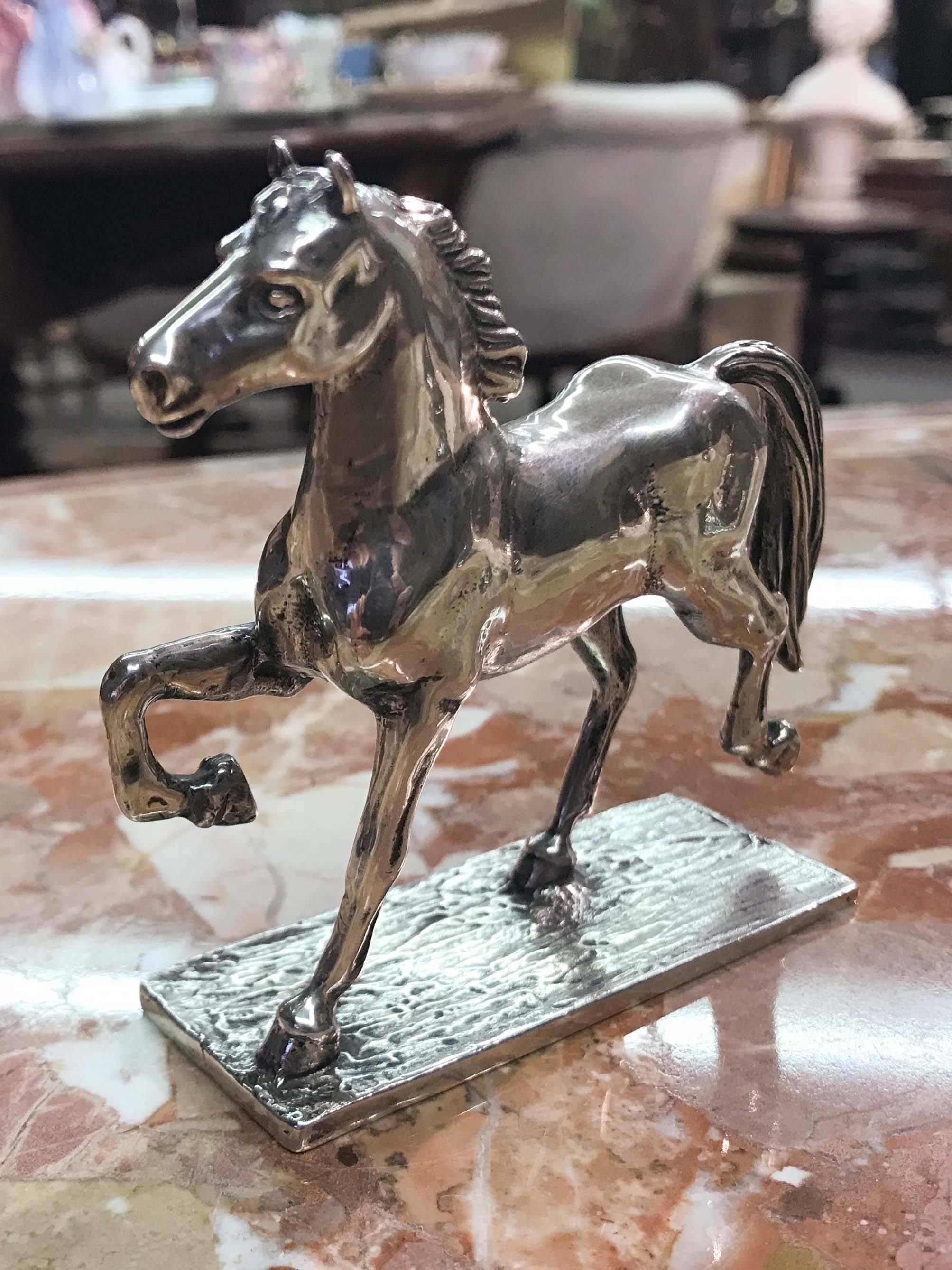 Solid sterling silver horse figurine by S. Kirk & Sons. Stamped sterling, in very good vintage condition.