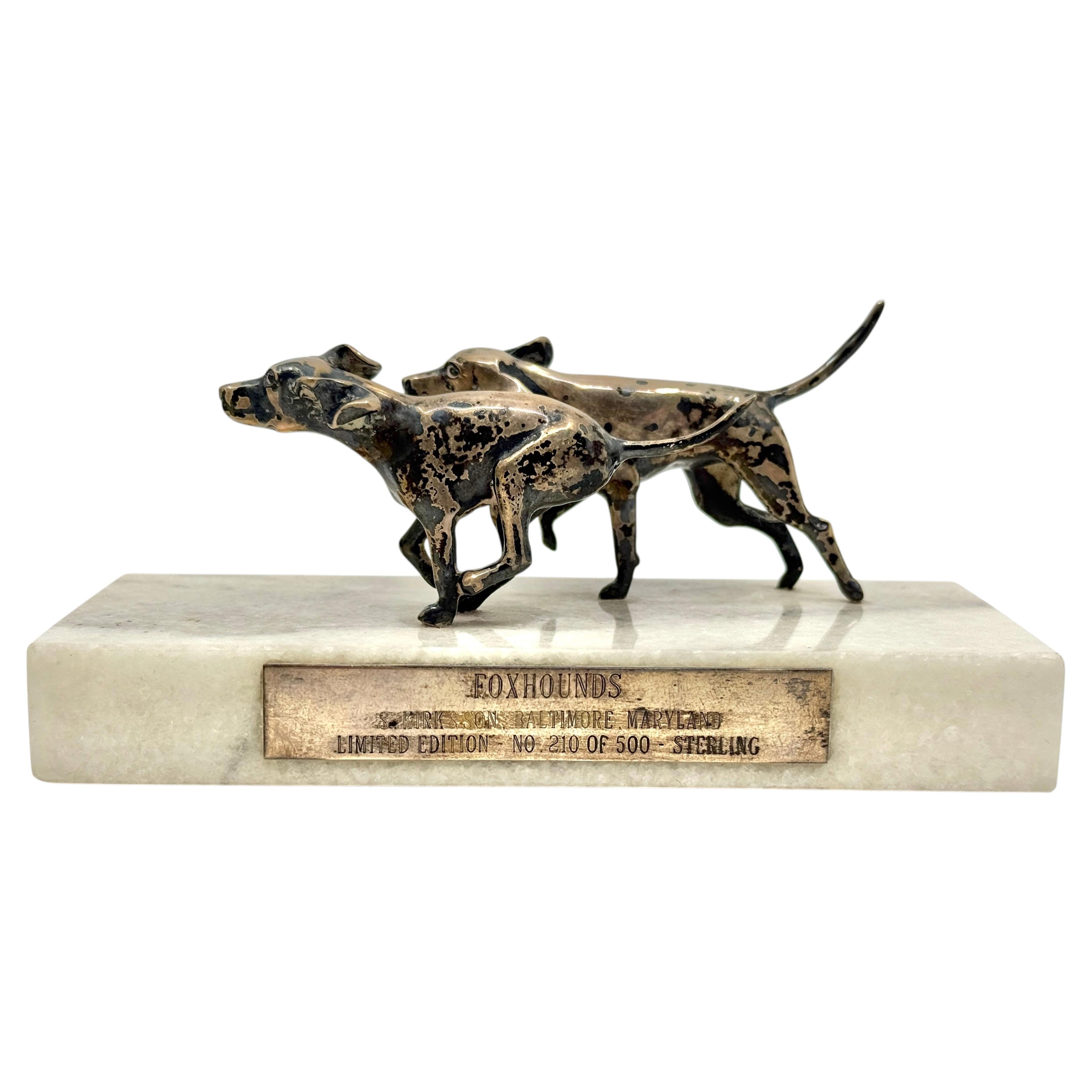 S. Kirk & Sons Sterling Silver Foxhounds Sculpture Limited Edition For Sale