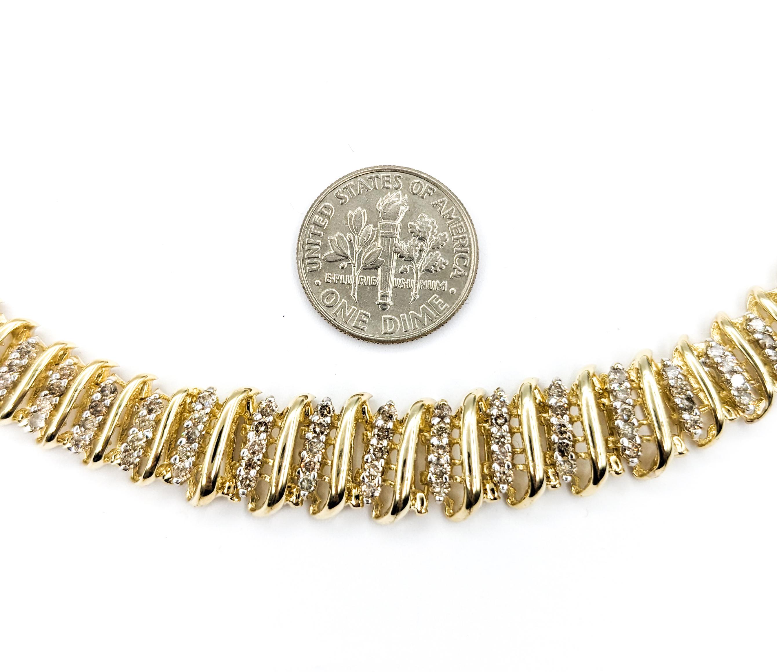 Collier gradué à maillons en or jaune avec diamants de 5,00 carats Excellent état - En vente à Bloomington, MN
