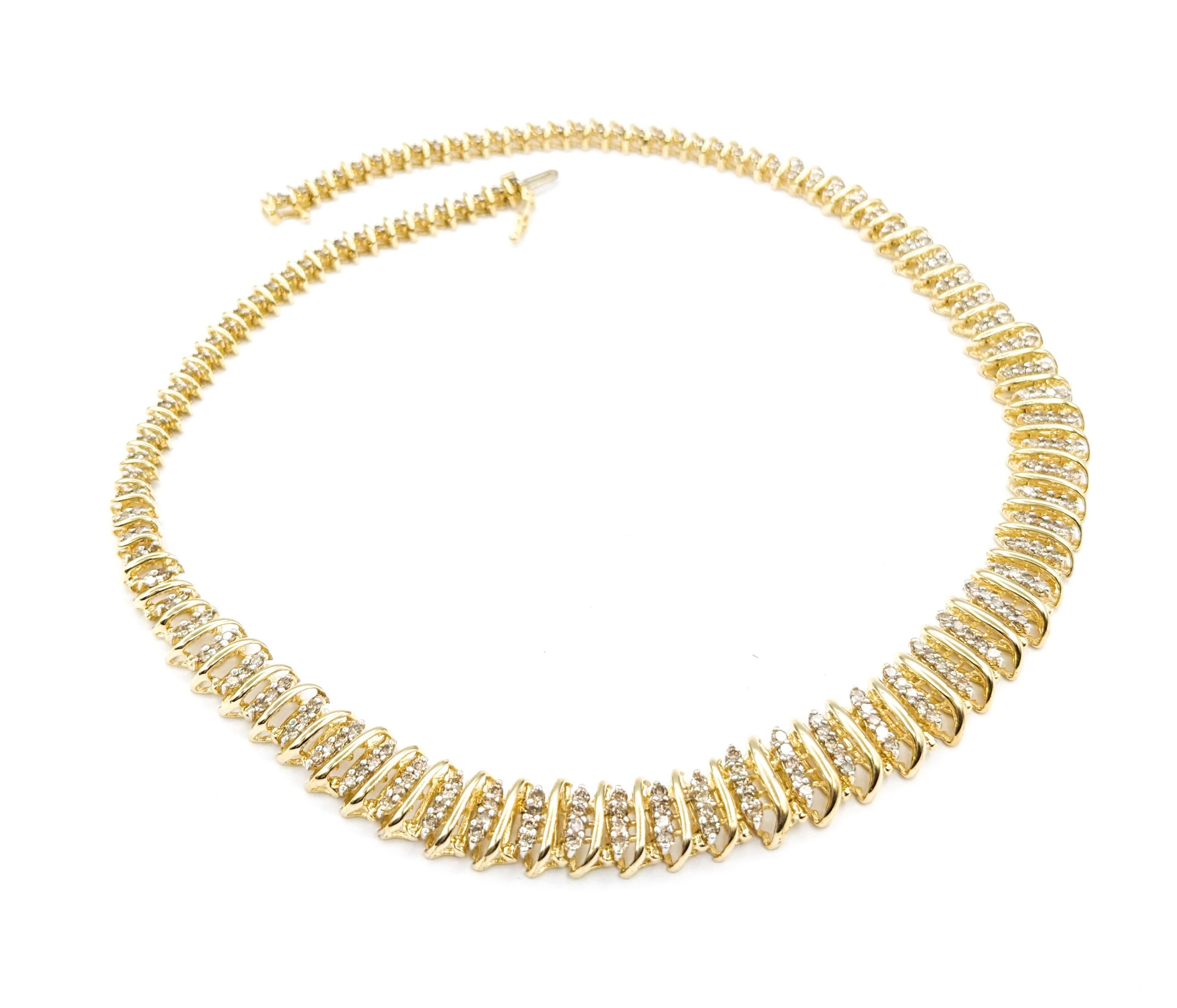Collier gradué à maillons en or jaune avec diamants de 5,00 carats Pour femmes en vente