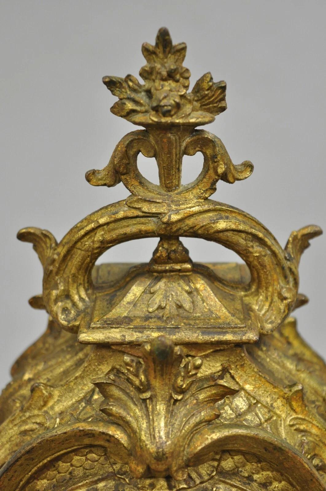 20th Century S. Marti Medaille de Bronze Gold French Victorian Porcelain Figural Shelf Clock For Sale