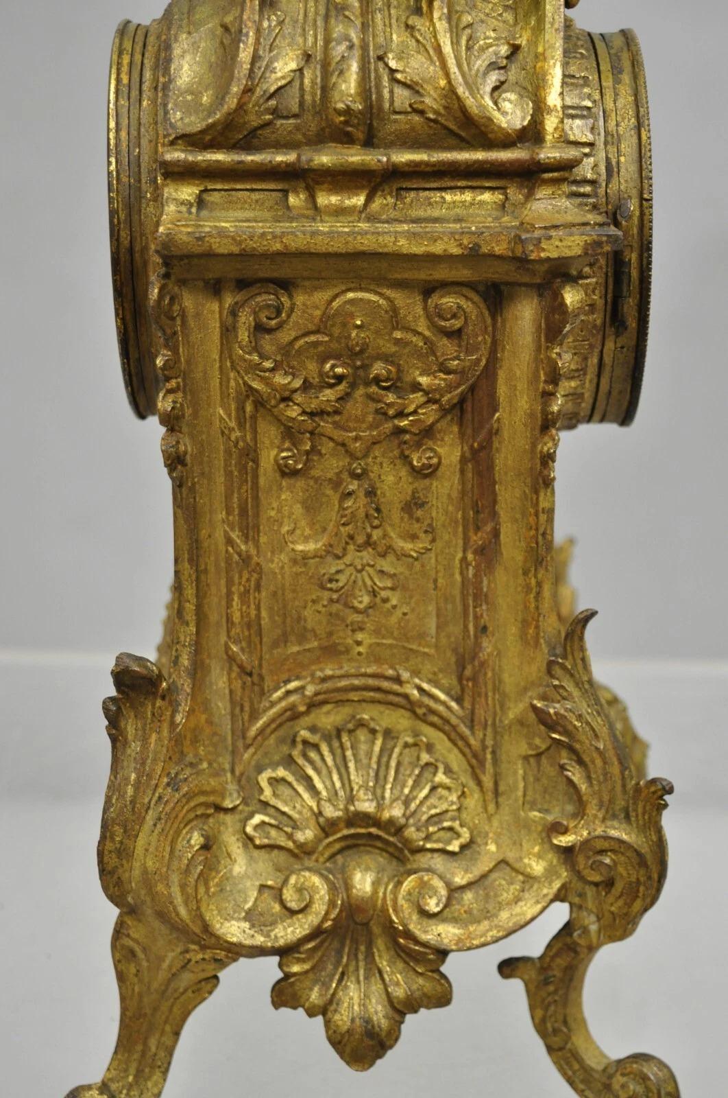 S. Marti Medaille de Bronze Gold French Victorian Porcelain Figural Shelf Clock For Sale 1