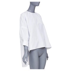 S MAX MARA 2024 Maya Asymmetric gathered neckline cotton poplin blouse IT34 XXS