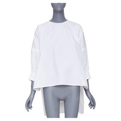 S MAX MARA 2024 Maya Asymmetric gathered neckline cotton poplin blouse IT34 XXS