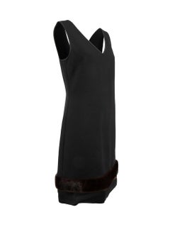 Max Mara 'S Max Mara - Robe courte noire avec bordure en fourrure, taille L