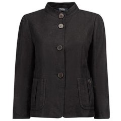 S Max Mara Black Woven Button Down Jacket Size M