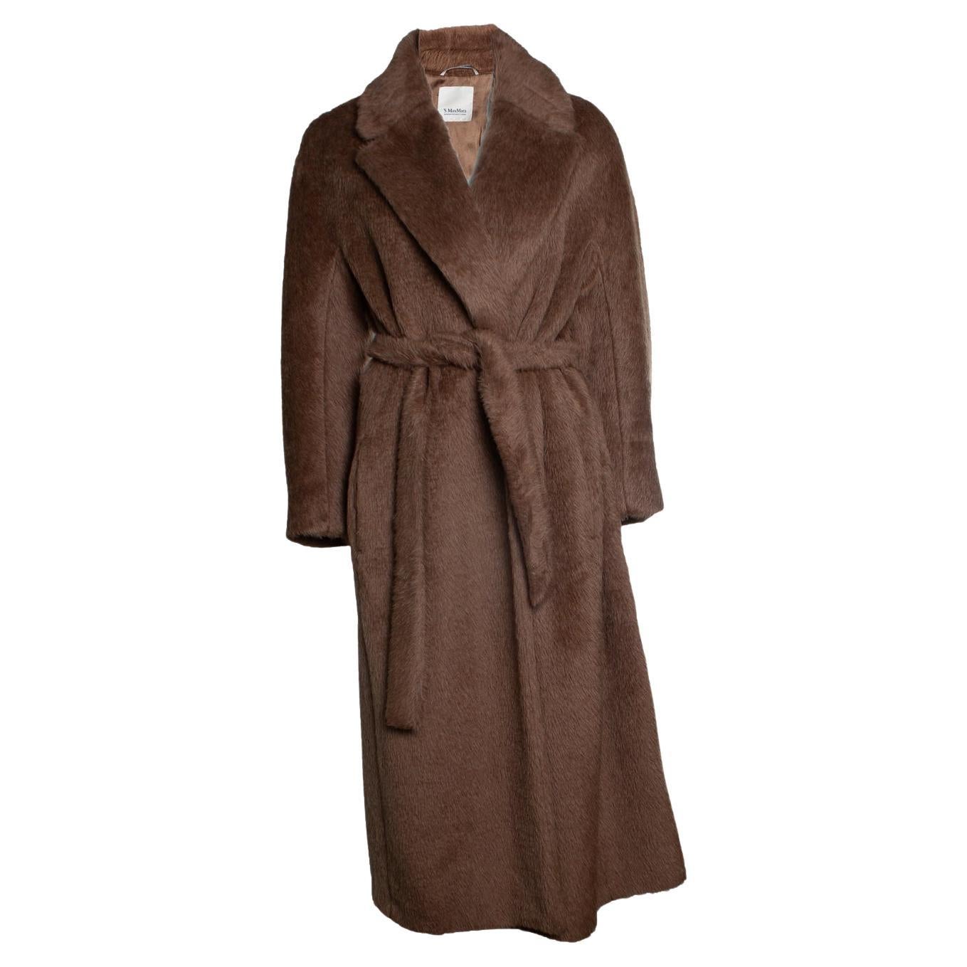 ‘S Max Mara, Brown teddy coat with wrap belt For Sale