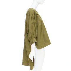S' MAX MARA Maya khaki green cotton belted cuffs hi low tunic shirt top IT34 XXS
