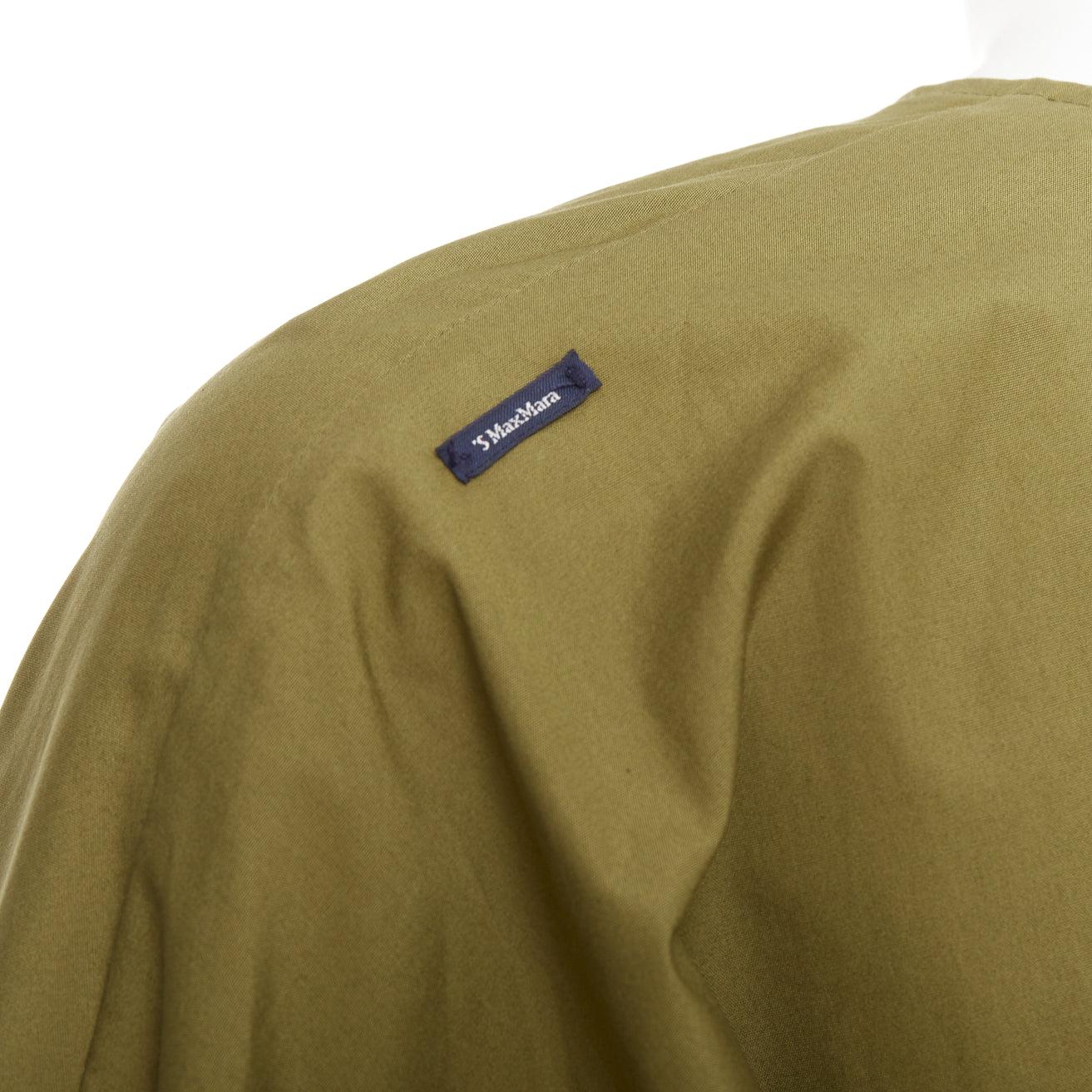 S' MAX MARA Maya verde caqui algodón puños con cinturón túnica IT34 XXS Beige en venta