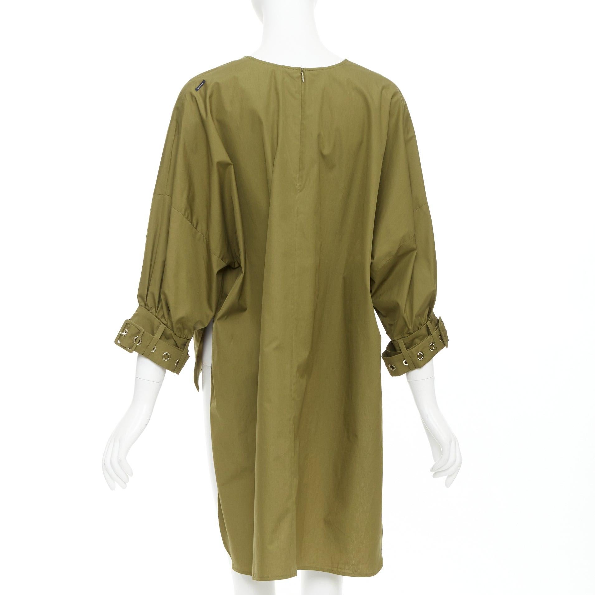 De las mujeres S' MAX MARA Maya verde caqui algodón puños con cinturón túnica IT34 XXS en venta