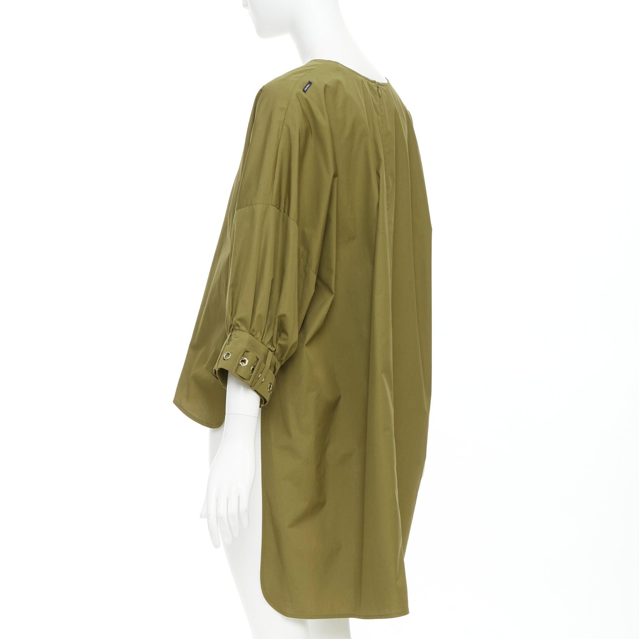 S' MAX MARA Maya verde caqui algodón puños con cinturón túnica IT34 XXS en venta 1