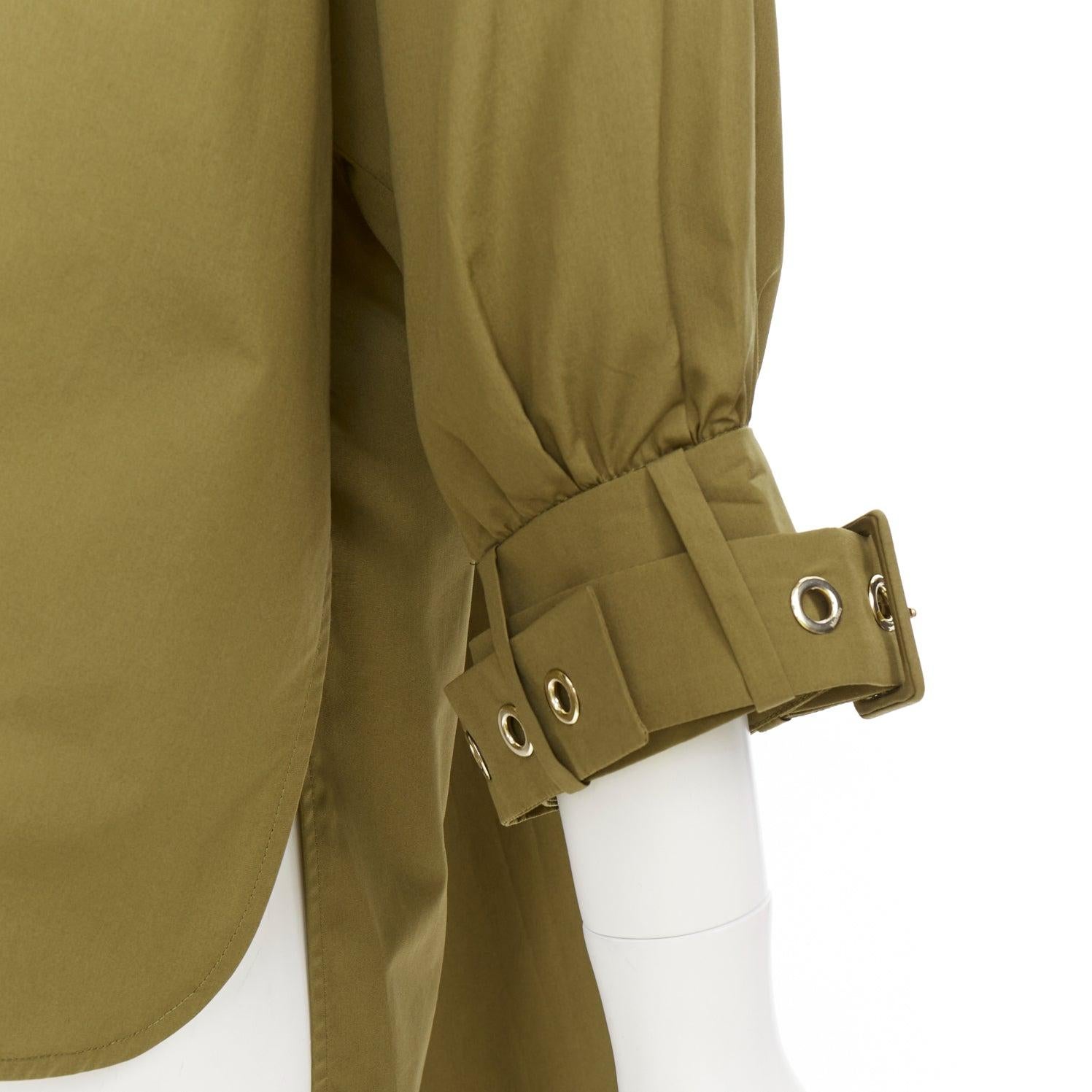 S' MAX MARA Maya verde caqui algodón puños con cinturón túnica IT34 XXS en venta 2