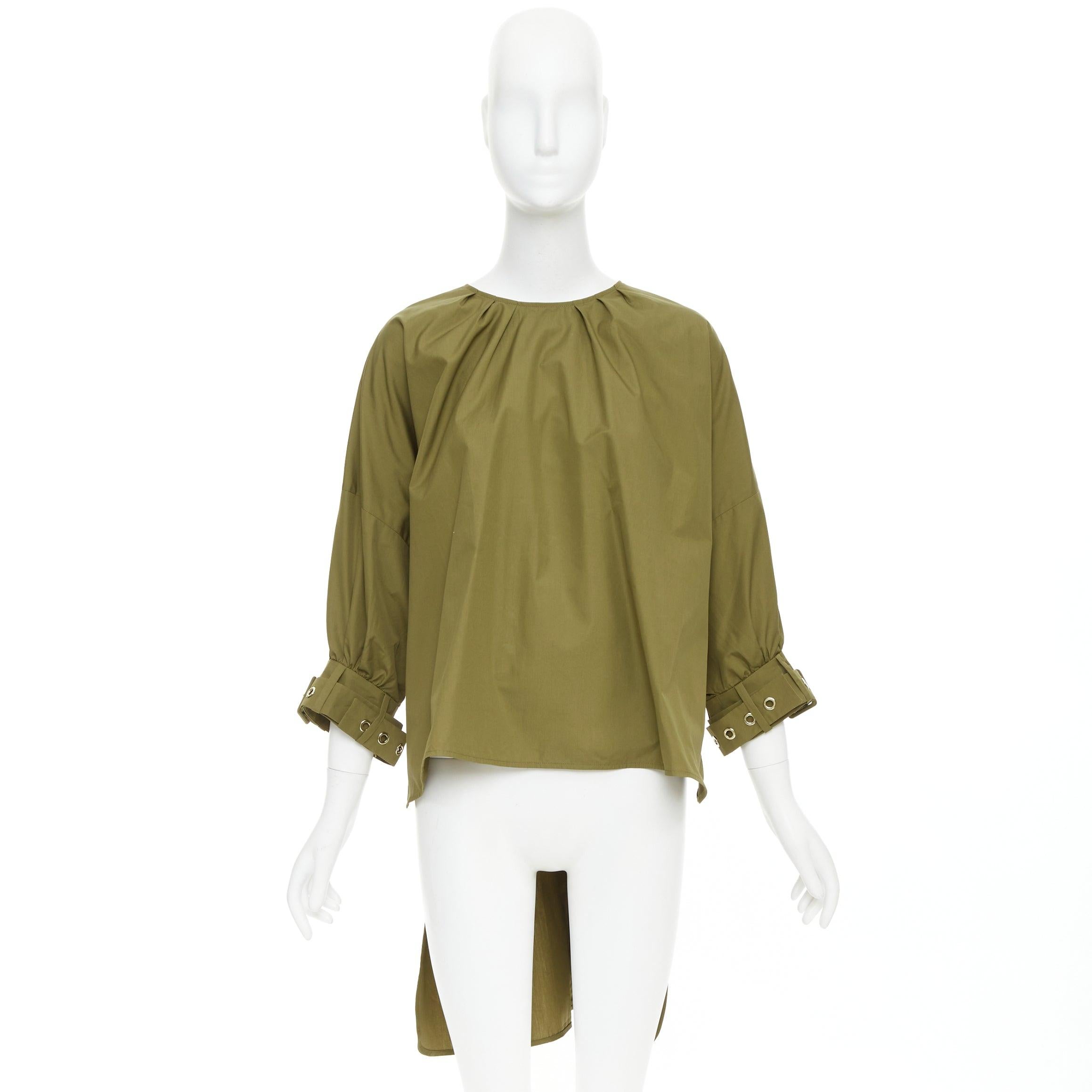 S' MAX MARA Maya verde caqui algodón puños con cinturón túnica IT34 XXS en venta 4