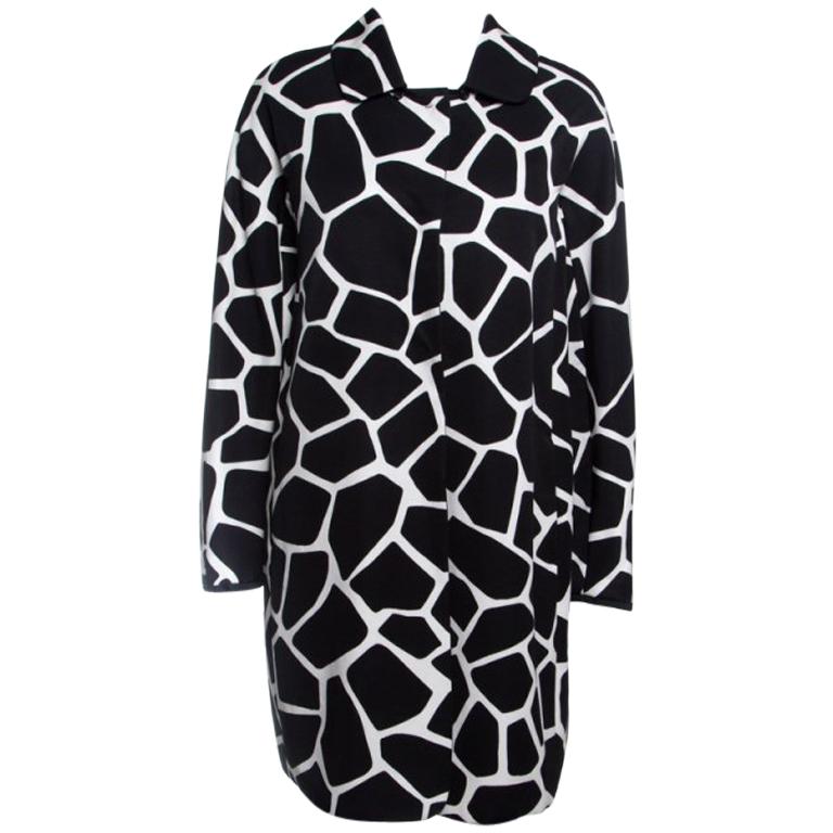 'S Max Mara Monochrome Cotton Twill Printed Coat M