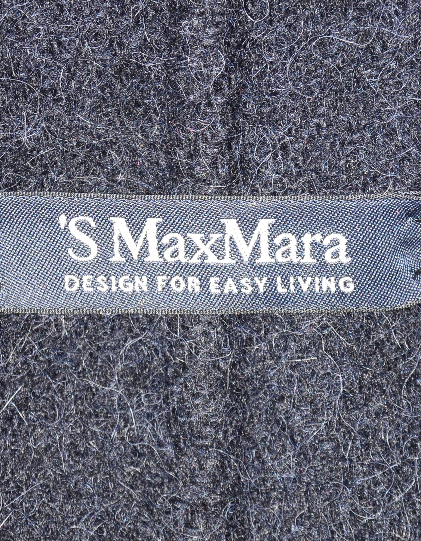 'S Max Mara Navy Wool Blend Wrap Coat W/ Belt Sz 10 In Excellent Condition In New York, NY