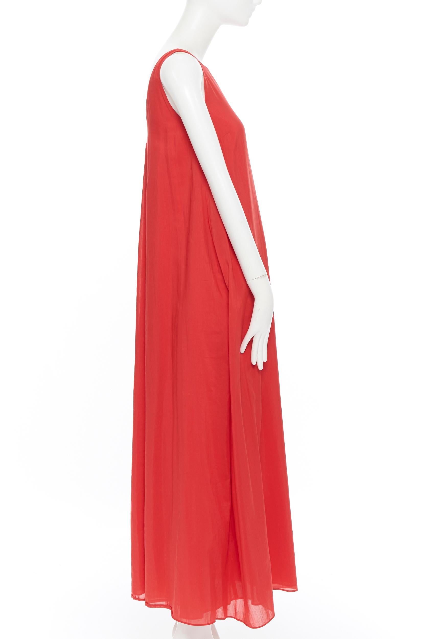 S MAX MARA red light cotton silk bateau neck dipped back maxi summer dress US2 In Excellent Condition In Hong Kong, NT