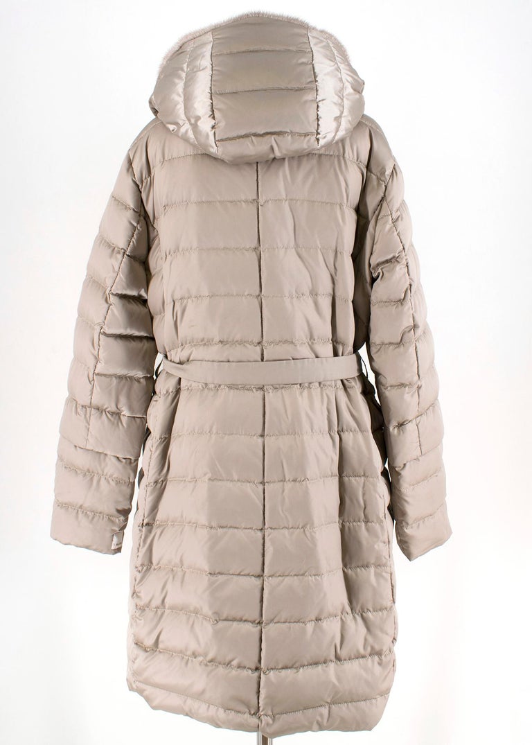 S' Max Mara Reversible Silver Grey Padded Coat with Mink Hood and Trim ...