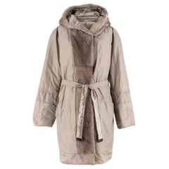 S' Max Mara Manteau réversible gris argenté rembourré avec capuche et garniture en vison 16 GB