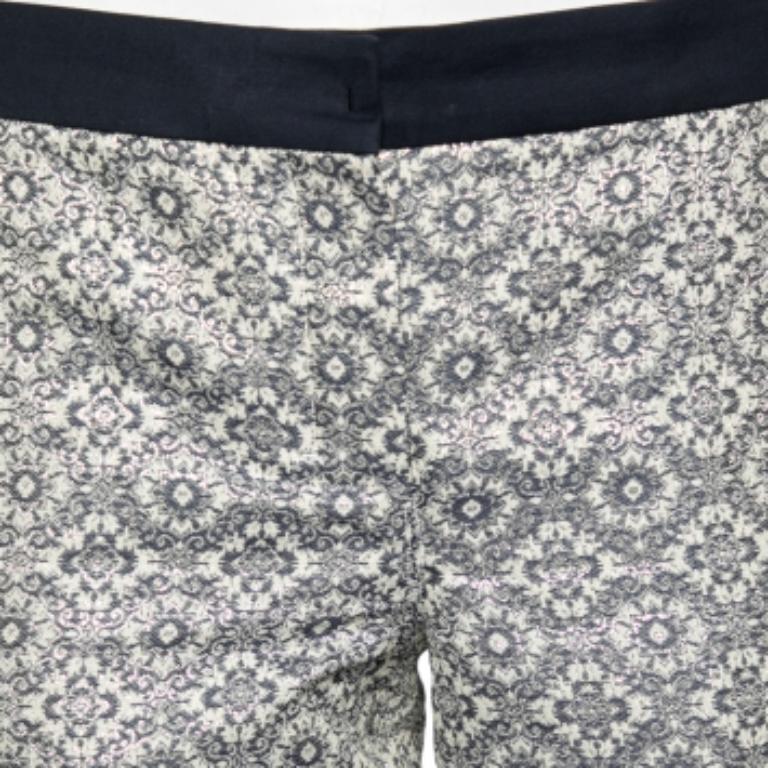 Women's 'S Max Mara Silver Floral Patterned Brocade Tapered Leg Trousers M For Sale