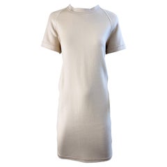 'S MaxMara Cucito a Mano Beige Wool Short Sleeve Dress Minimalist Luxury Italy