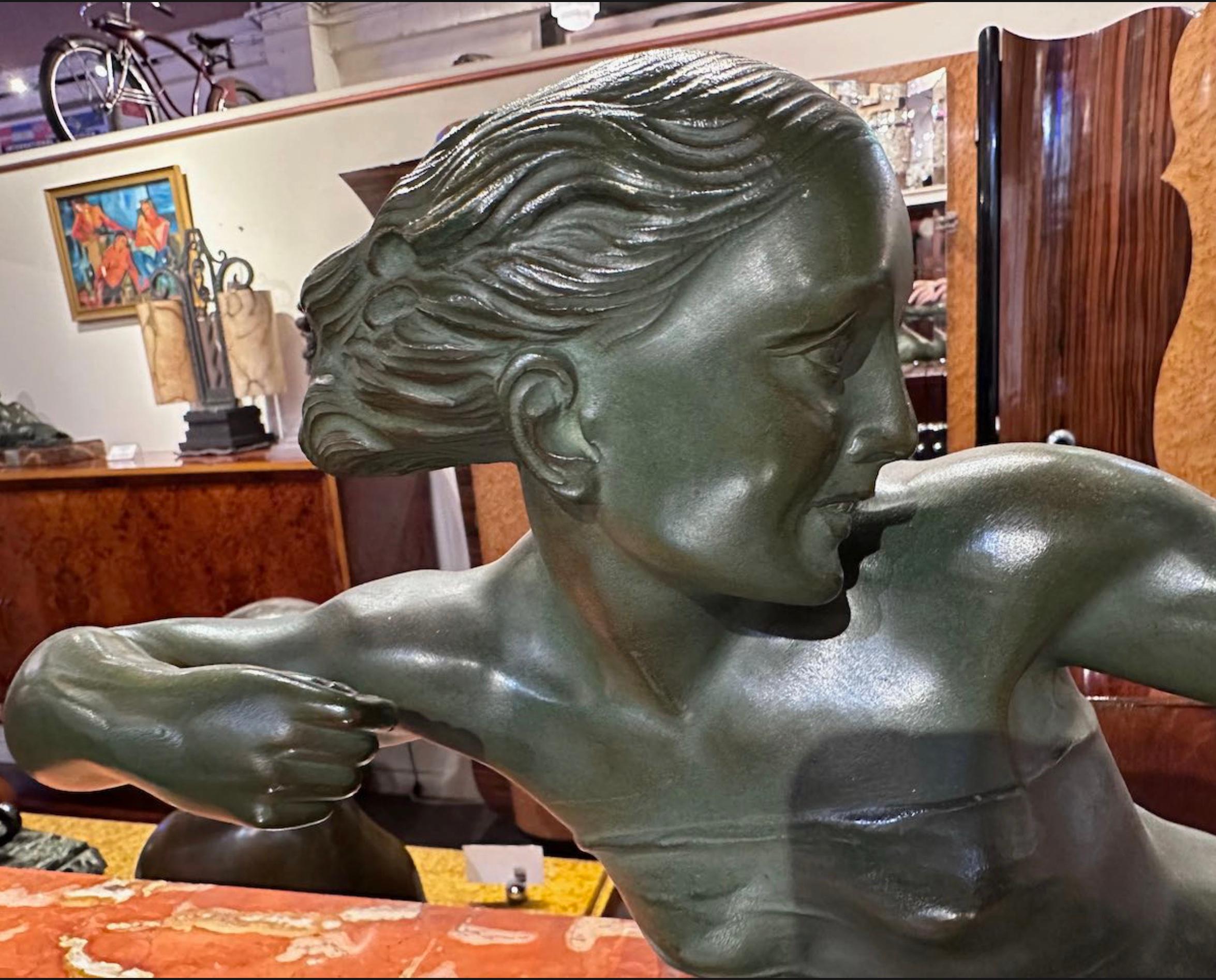 Französische Diana der Jägerin aus Bronze im Art déco-Stil von S. Melanie, 1930er Jahre im Angebot 4