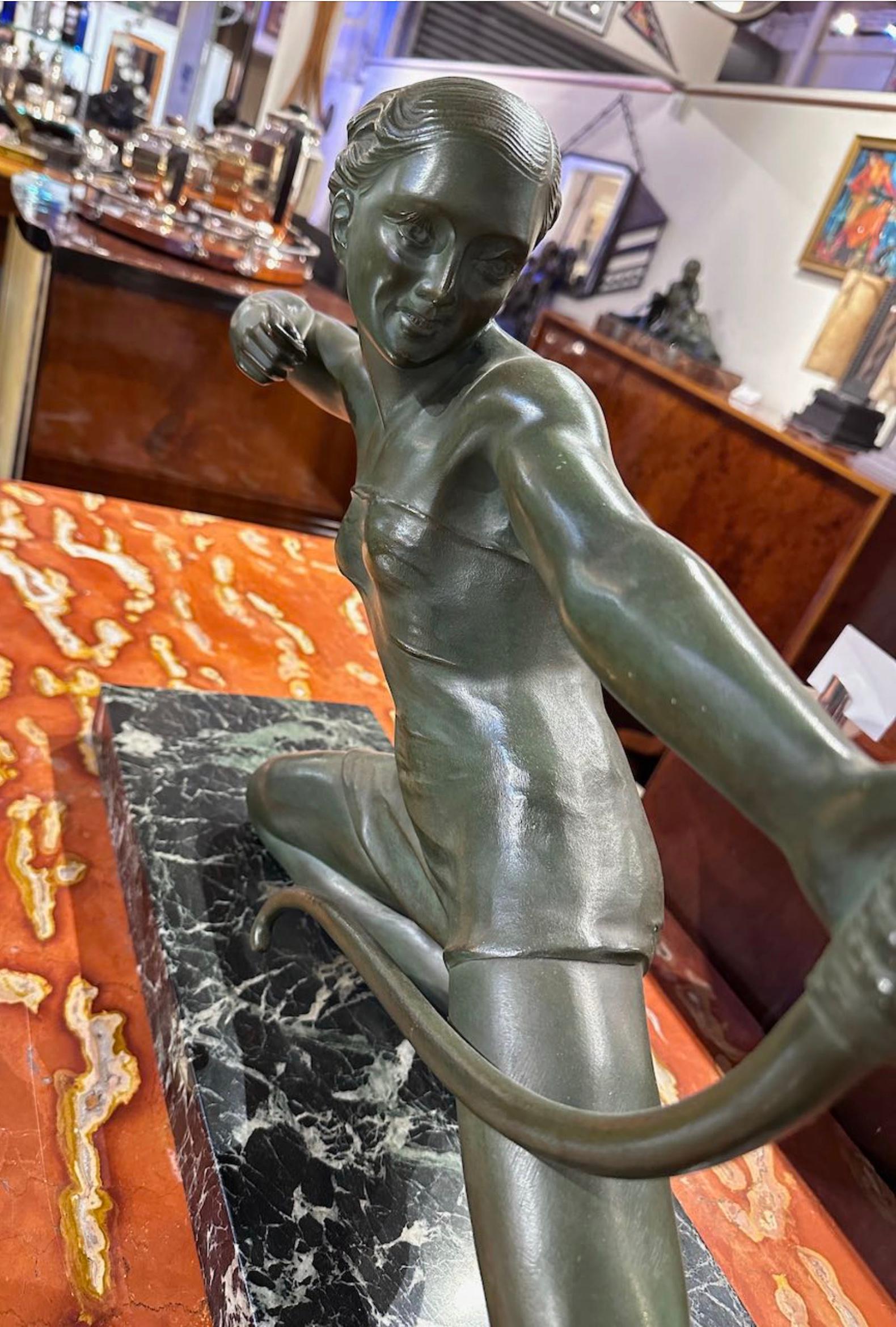 French Art Deco Diana the Huntress Bronze by S. Melanie 1930s For Sale 7