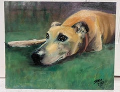 Whippet GreyHound Dog Painting English Signed Contemporary Oil Painting