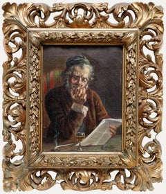 S. Muller  - German School 20th Century Oil, The Pipe Smoker