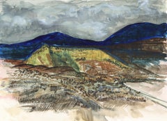 S.N. Lininger “Taos Mountain” 1977 Southwestern Watercolor Landscape