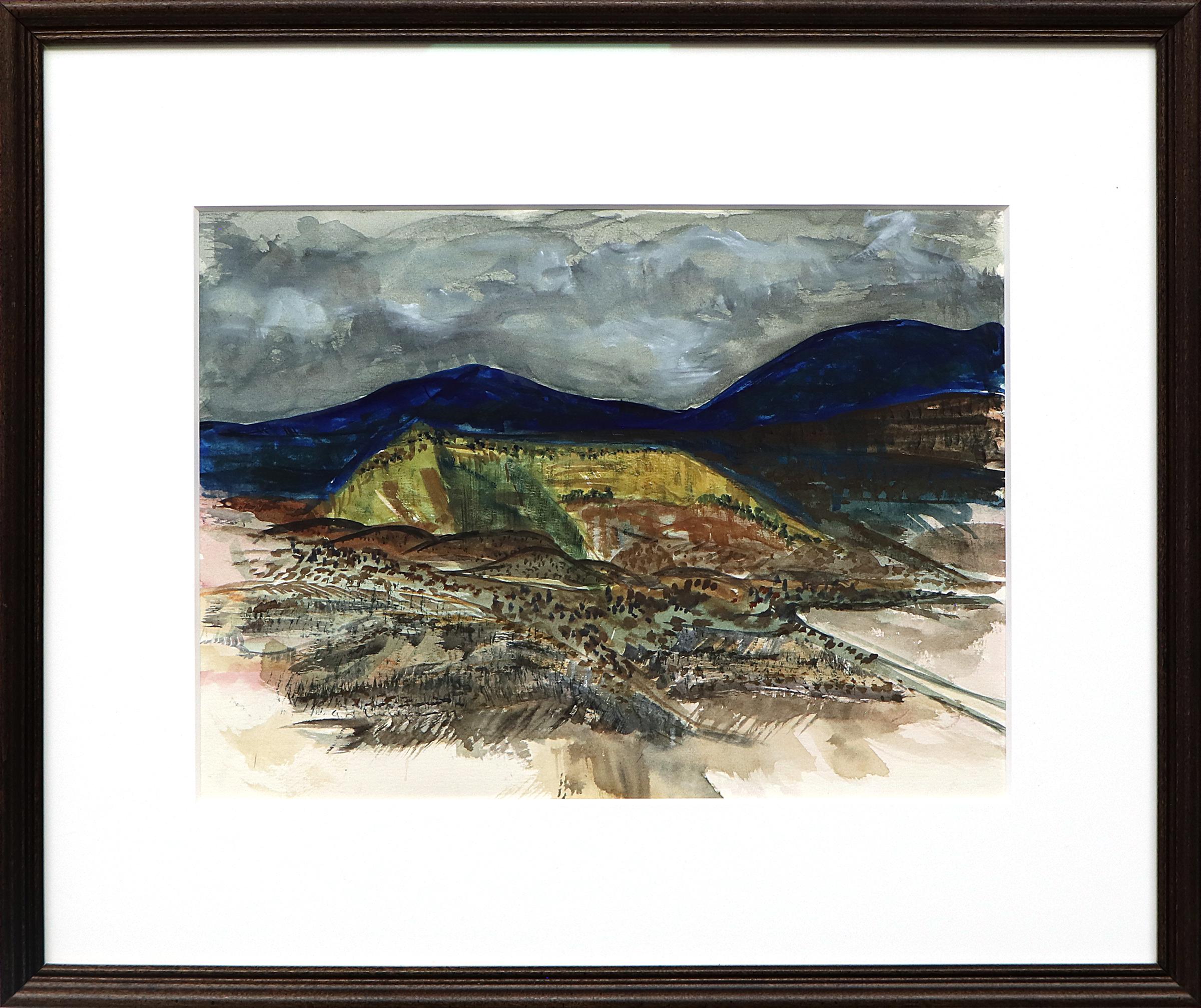 S.N. Lininger “Taos Mountain” 1977 Southwestern Watercolor Landscape