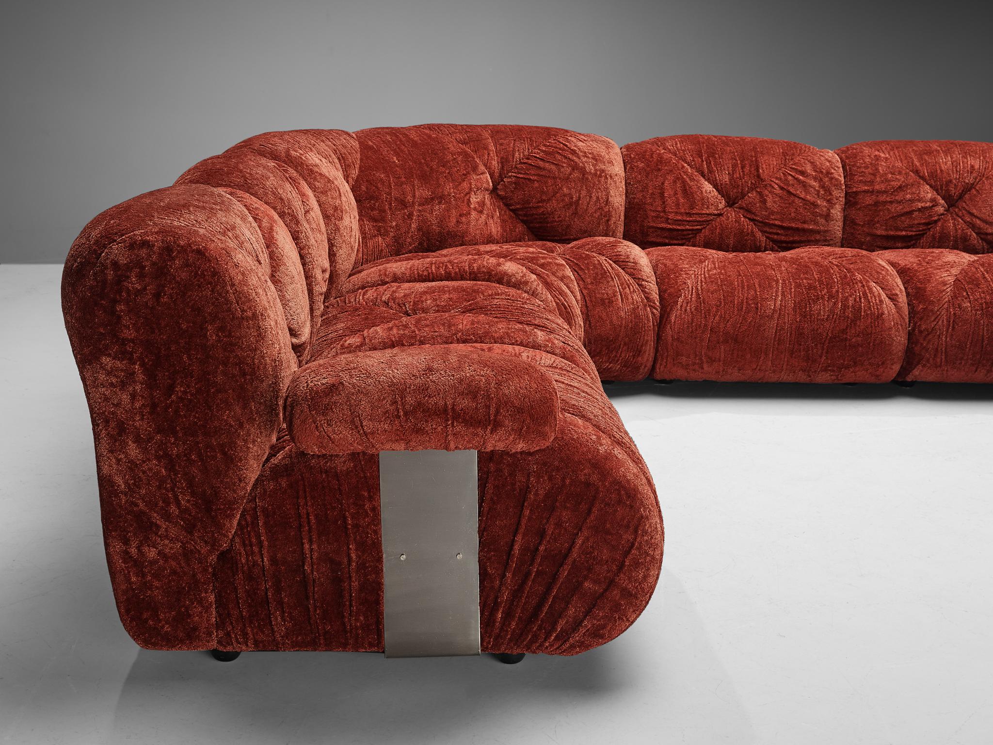 Mid-Century Modern S. Nacci for Ceriotti 'Cuccagna' Italian Modular Sofa in Chenille 