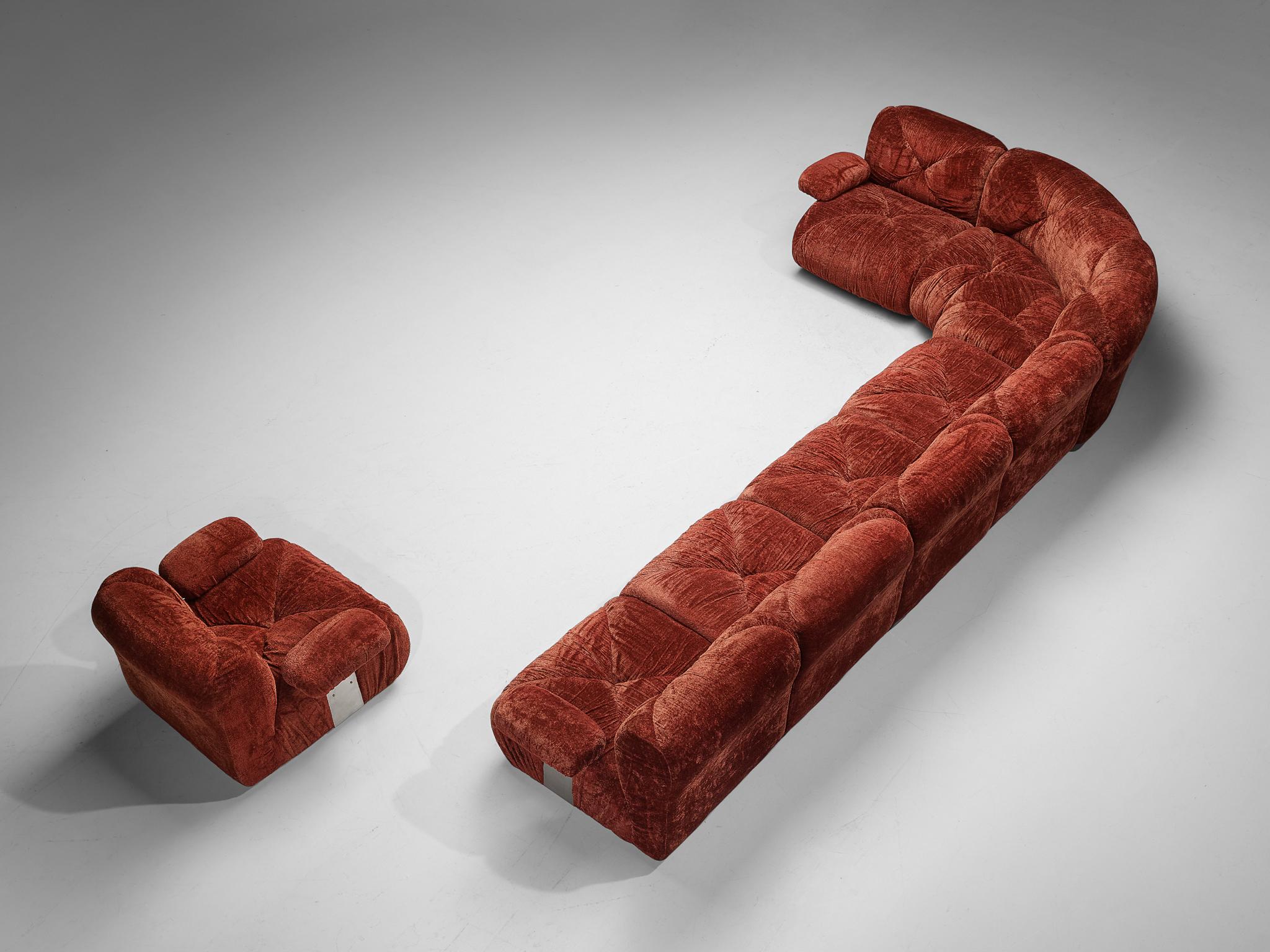 S. Nacci for Ceriotti 'Cuccagna' Italian Modular Sofa in Chenille  In Good Condition In Waalwijk, NL