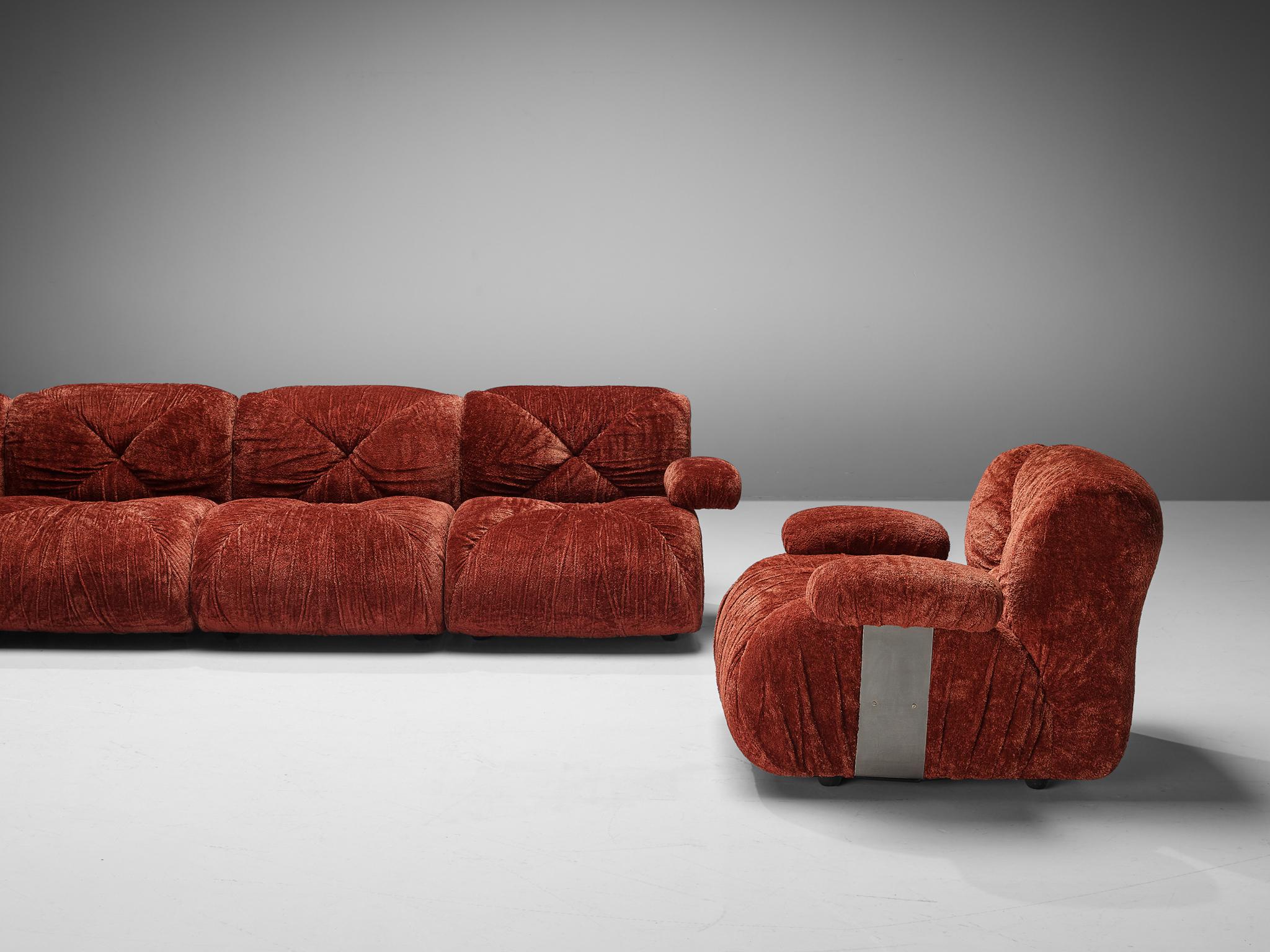 Late 20th Century S. Nacci for Ceriotti 'Cuccagna' Italian Modular Sofa in Chenille 
