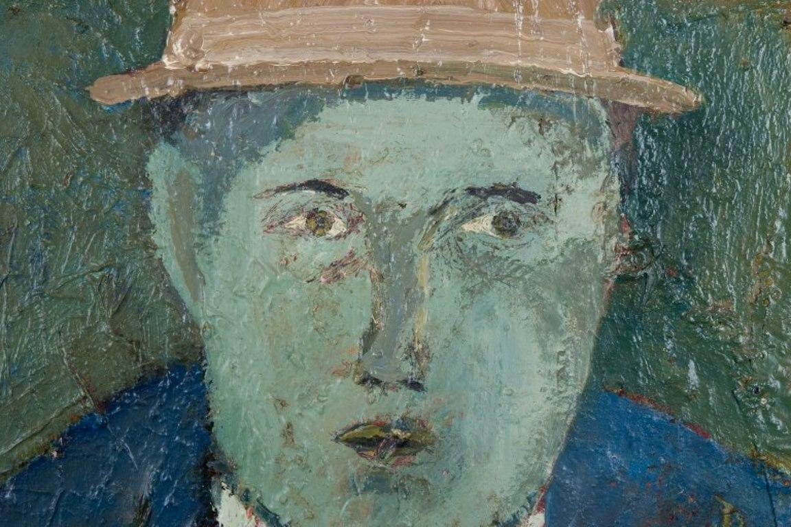 S. O. Lingwall, Swedish artist. Oil on board. Modernist portrait of a man In Good Condition For Sale In Copenhagen, DK