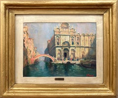 Vintage "Canale Veneziano e l'ospedale di San Giovanni e Paolo Venice" Oil Painting 